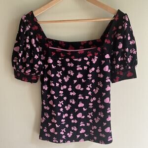 Nwt Boden Short Sleeve Top Square Neck Puff Milk Maid Sz 4